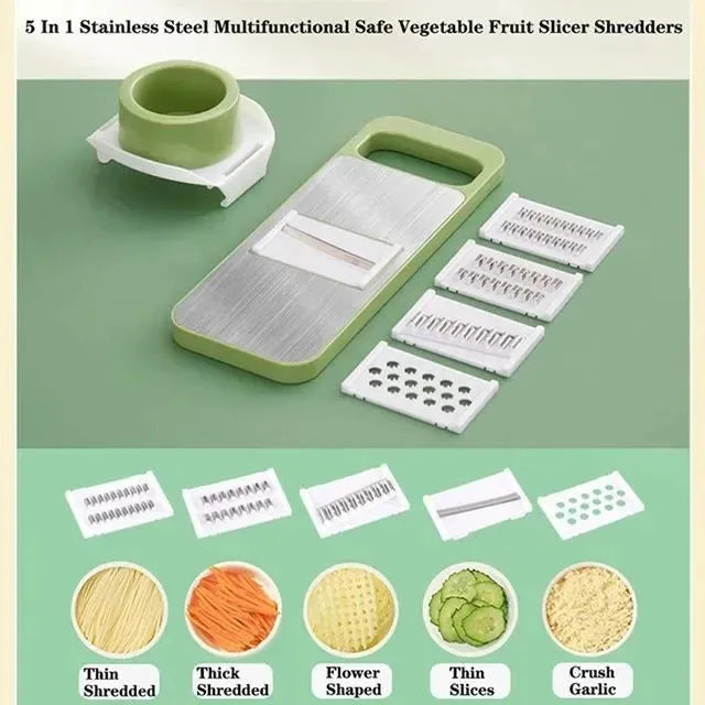 5-in-1 Stainless Steel Vegetable Cutter & Slicer