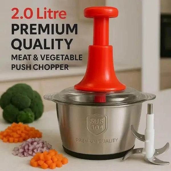 2L Manual Food Chopper with Steel Blades