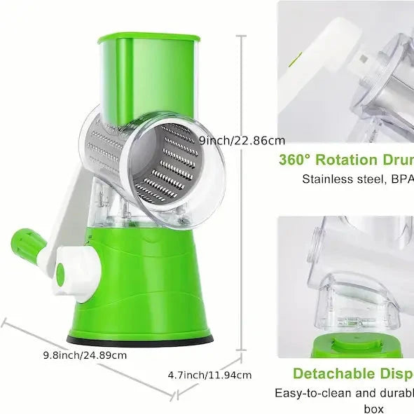 Manual Vegetable Slicer with 3 Interchangeable Blades