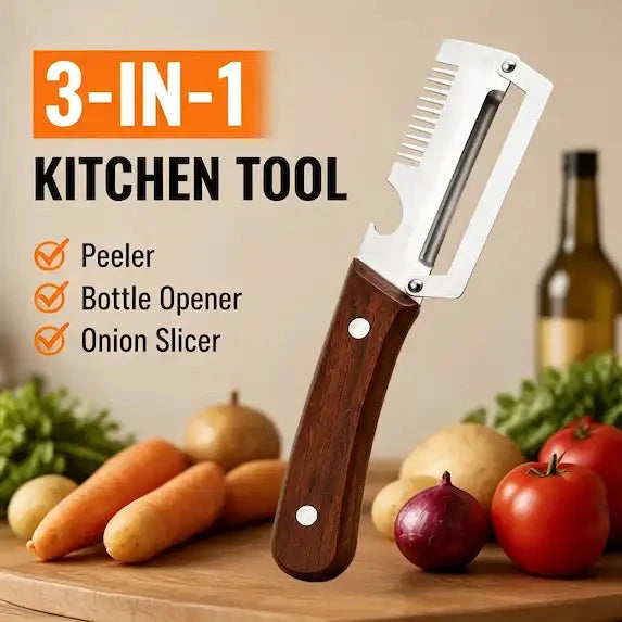 3-in-1  Vegetable Cutter Slicer Peeler Knife & Bottle Opener